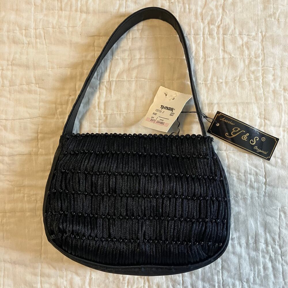 Vintage Y2K black beaded handheld purse NWT, 2000s whimsigoth Y&S Original